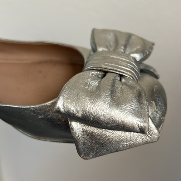 💎 Tory Burch Metallic Silver Divine Bow Ballet Flats Shoe💎 - Picture 8 of 10